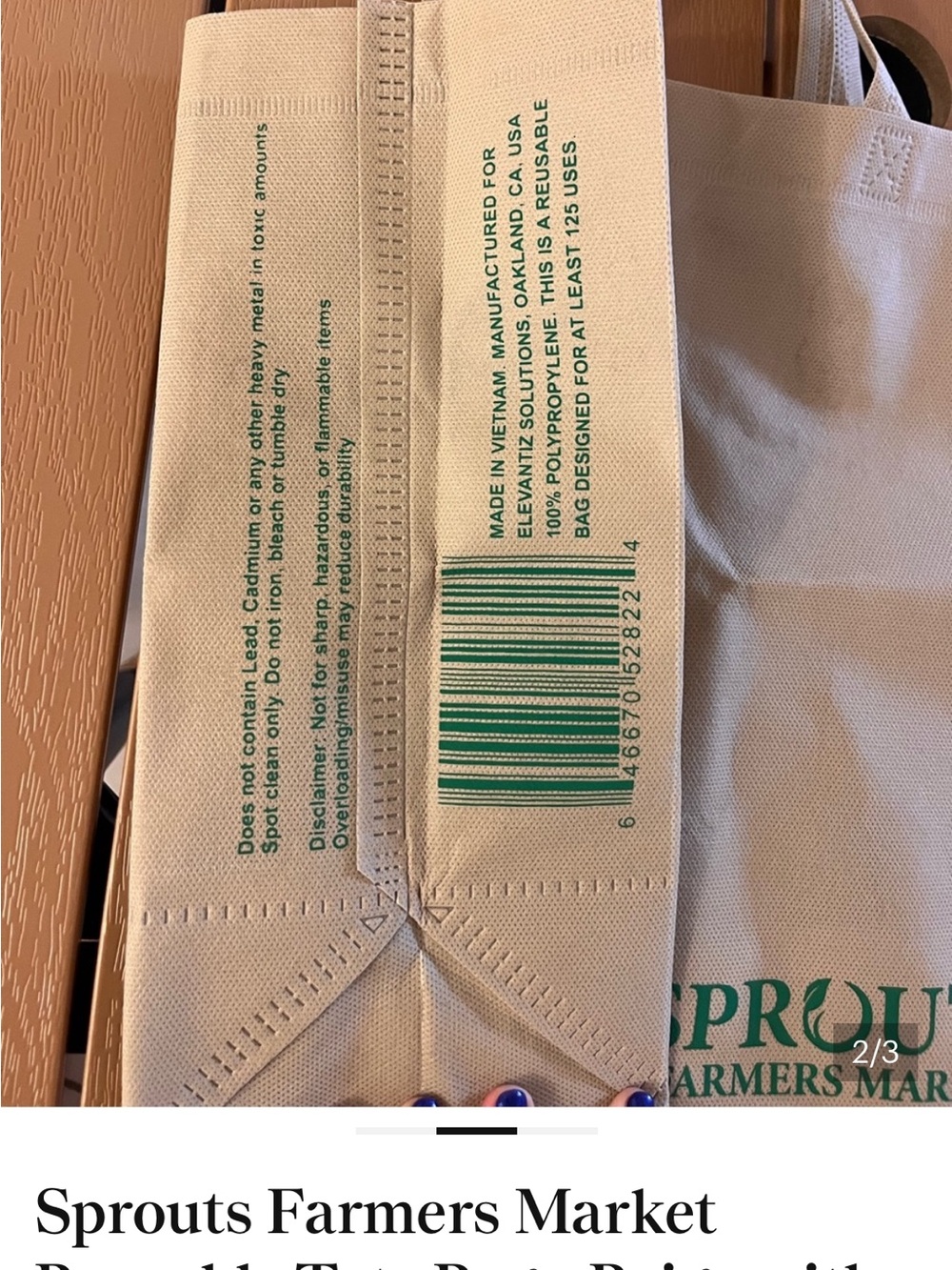 Sprouts Reusable Bag - Picture 3 of 3